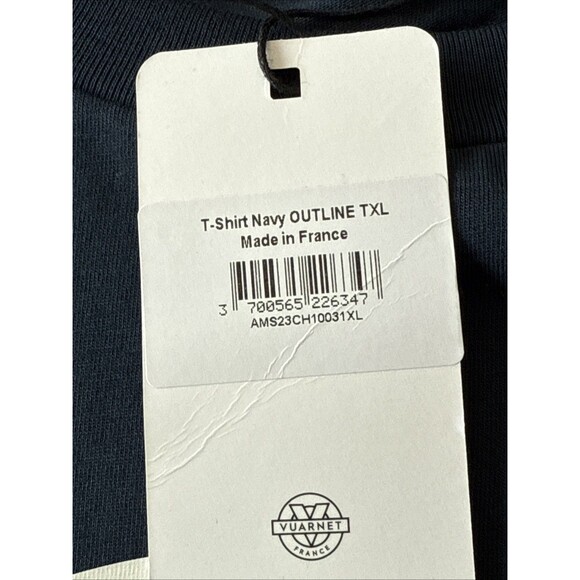 Vuarnet Outline Cotton Short Sleeve T-Shirt NEW Navy Size XL NWT - Picture 6 of 11